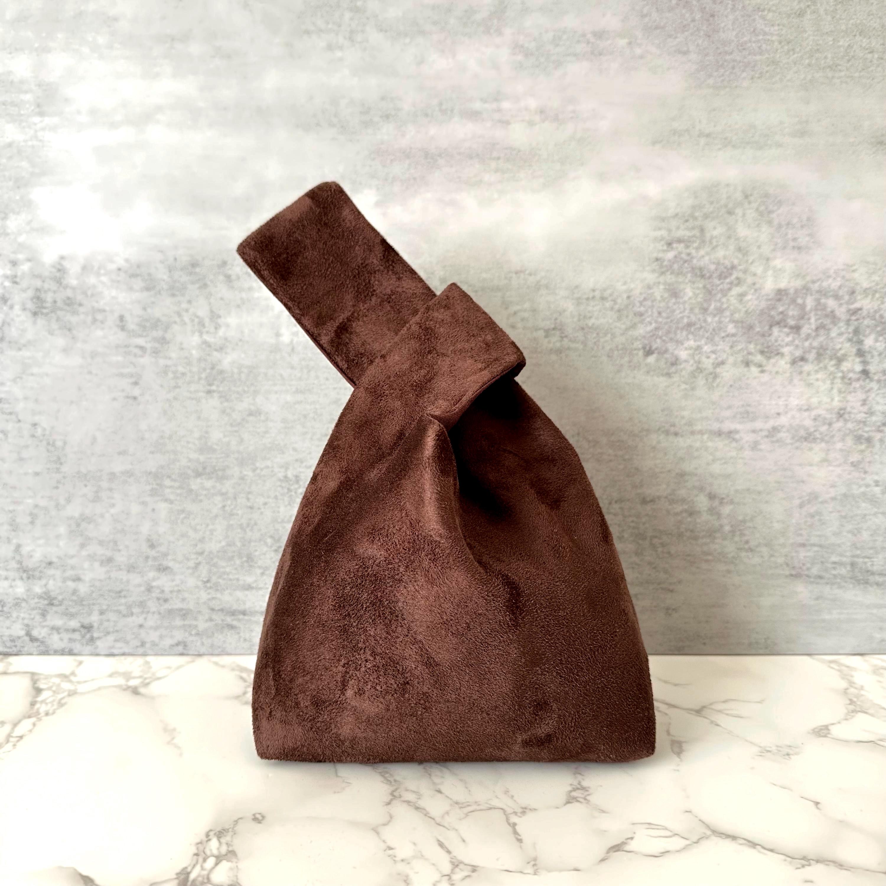 Mini Y Knot Bag | Wristlet | Clutch | Suede | Bridal | Favor | Simple Bag | Minimalist Bag | Modern | Eco Bag | Japanese | Reusable | Party