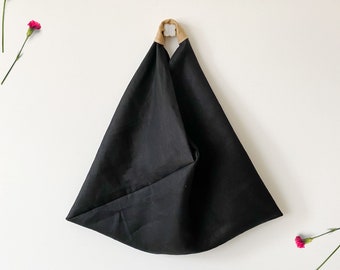 Linen Origami Bag | Eco Bag |  Market Tote | Grocery Bag | Bento Bag | Modern Bag | Shoulder Hobo Bag | Reusable Bag | Gift | Christmas