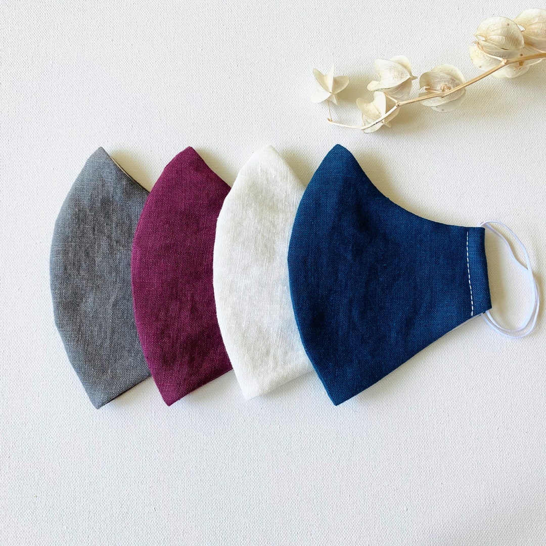 Set of 4 Linen Face Masks Jewel Colors Cotton Pastel Etsy