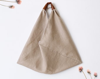 Linen Origami Bag | Eco Bag |  Market Tote | Grocery Bag | Bento Bag | Modern Bag | Shoulder Hobo Bag | Reusable Bag | Gift | Christmas