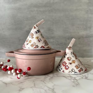 Japanese Linen Cotton Cone Pot Holders - Set of 2, Kitchen Gift