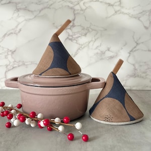 Cone Pot Holders - Set of 2, Linen Cotton  Kitchen Accessory