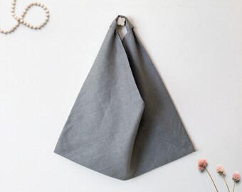 Linen Origami Market Tote | Eco-Friendly Japanese Style Shoulder Bag