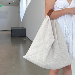 Linen Origami Bag | Eco Bag |  Market Tote | Grocery Bag | Bento Bag | Modern Bag | Shoulder Hobo Bag | Minimalist Beach Tote | Dance Bag
