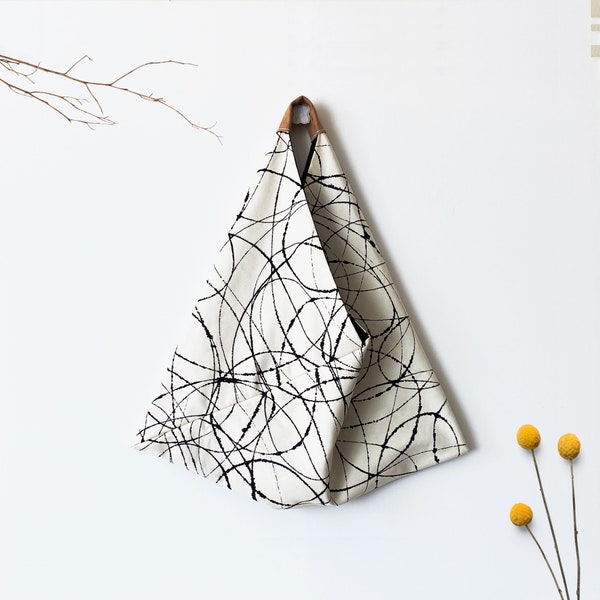Modern Origami Eco Bag | Christmas Grocery Bag | Canvas Bag | Bento Bag | Triangle Bag | Market Tote | Reusable Grocery Bag