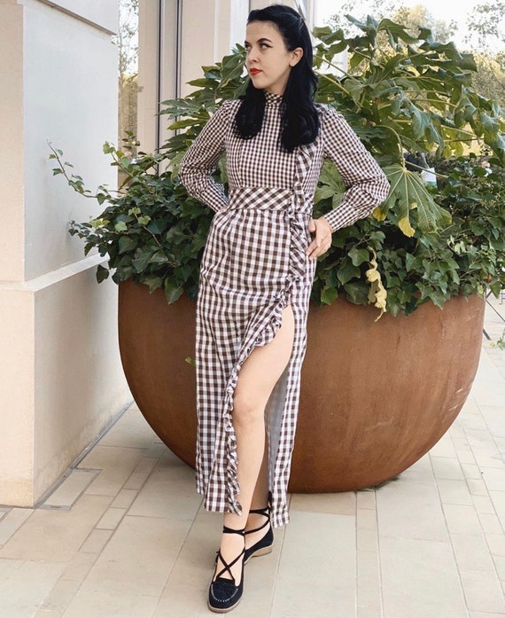 1970s Gingham Maxi dress