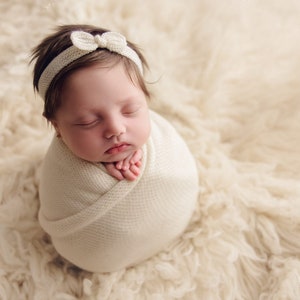 RTS Knit newborn headbands, Newborn Headbands, Newborn Girl, photo props, Tieback 9. Ivory
