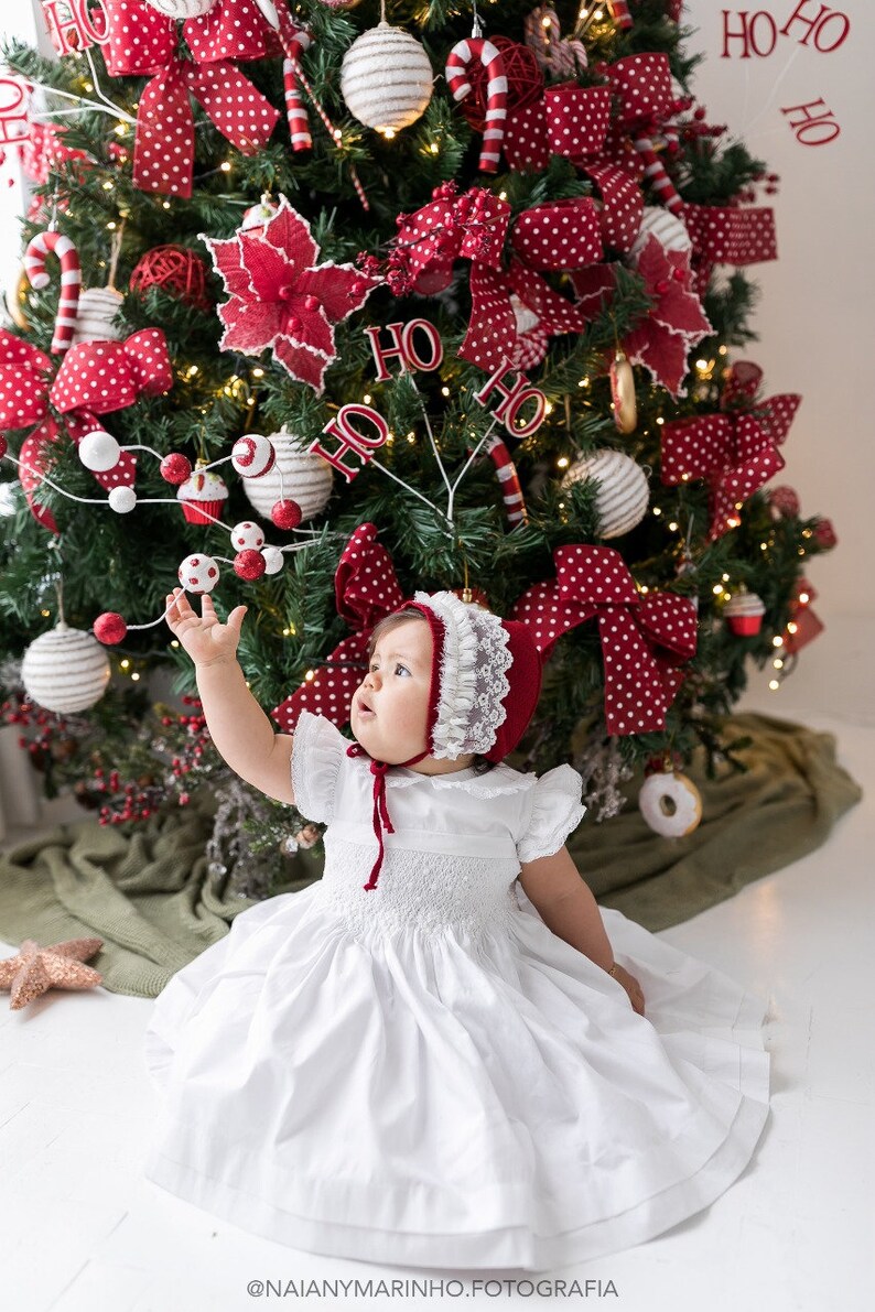 RTS 1-6 Months, Sitter size, Christmas Bonnet, sitter bonnet, Christmas Collection, Sitter knitted, Christmas Session, Christmas Prop image 1