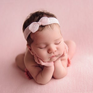 RTS Knit newborn headbands, Newborn Headbands, Newborn Girl, photo props, Tieback 2. Pink Light