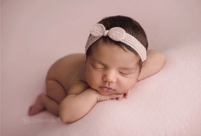 RTS Diademas para recién nacidos de punto, Diademas para recién nacidos, Niña recién nacida, accesorios fotográficos, Tieback 4. Antique Rose