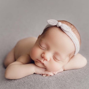 RTS Knit newborn headbands, Newborn Headbands, Newborn Girl, photo props, Tieback 10. Light Grey