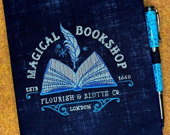 Magical Bookstore Composition notebook Cover, Refillable journal