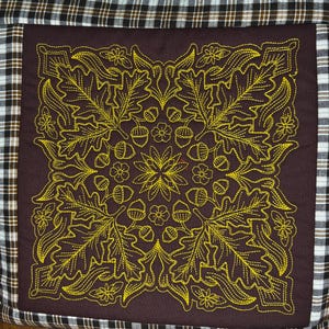 Quilted Patchwork Book Bag: Machine Embroidered Cottagecore Tote image 2