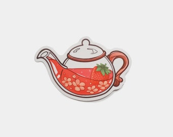 Strawberry Tea Clear Vinyl Sticker