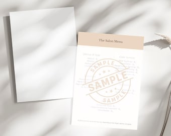 Editable Salon Service Menu | Canva Price List Template for Stylists