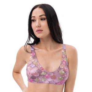 Mermaid Scale Bikini Top, Professional Mermaid Accessory, padded bikini top