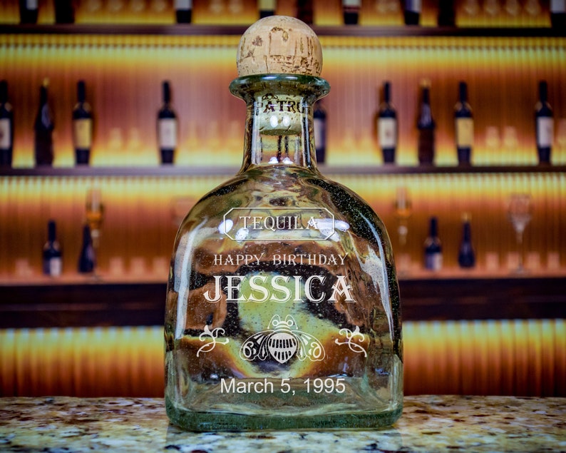 Patron Tequila Custom Engraved & Personalized Bottle Decanter Etsy