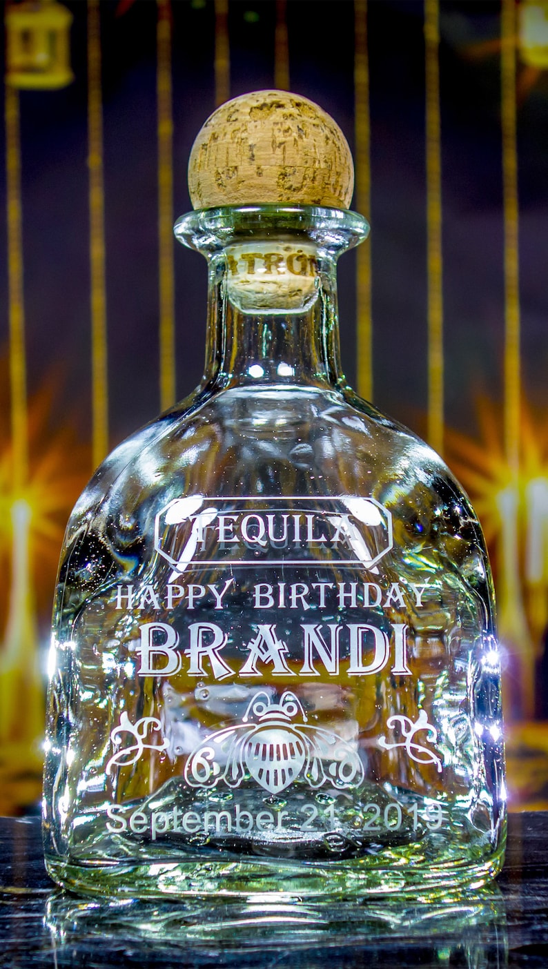 Patron Tequila Custom Engraved & Personalized Bottle Decanter Etsy