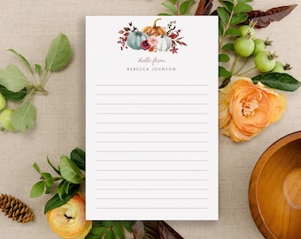 Pumpkin Notepad, Fall Note Pad, Autumn Notepad, Pumpkin Stationary, Design #131