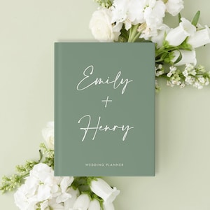 Custom Wedding Planner | Sage Green Personalized Wedding Planning Book | Color Choices Available | 8.5 x 11 inches | SKU: CWP002