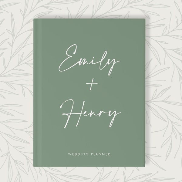 Custom Wedding Planner | Sage Green Personalized Wedding Planning Book | Color Choices Available | 8.5 x 11 inches | SKU: CWP002