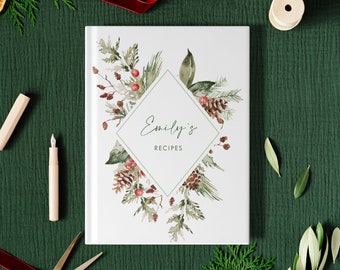 Christmas Recipe Book Large | Custom Hardcover Cook Book | Christmas Heirloom Family Cookbook | 8.5 x 11 inches | SKU: RECIPE003