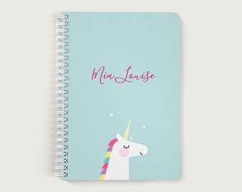 Personalized Rainbow Unicorn Spiral Bound Notebook Sketchbook