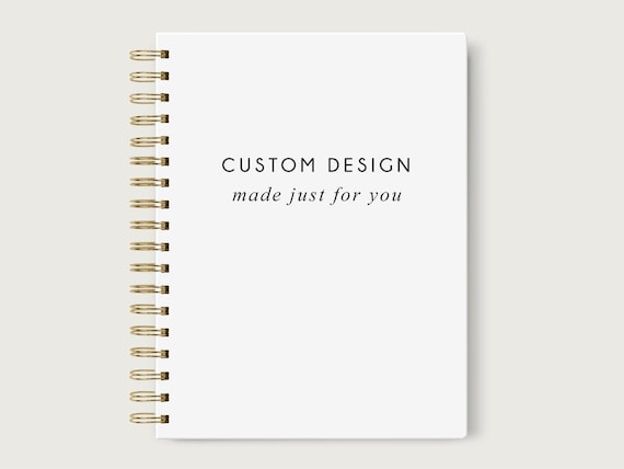 Personalized Hardcover Notebook Spiral, Lined Blank or Dotted Spiral Hardcover Notebook, 6.5 x 9 inches
