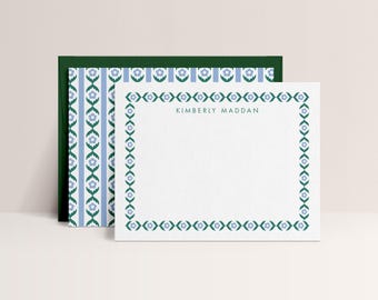 Blue Floral Notecards with Envelopes | Envelope Color Choices Available | Set of 10 Flat Cards and Envelopes | Design #174