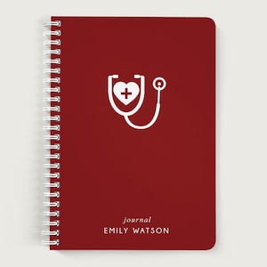 Personalized Nurse Notebook, Nurse Journal, Stethoscope Stationery, Lined or Unlined Spiral Soft Cover Spiral Book, Design #64