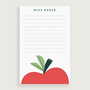 Teacher Notepad Personalized, Apple Stationary, Personalized Note Pad Teacher, Custom Notepad, Design #15