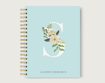 Dot Grid Notebook Spiral, Dotted Grid Journal, Lined Blank or Dotted Spiral Hardcover Notebook, Design #110