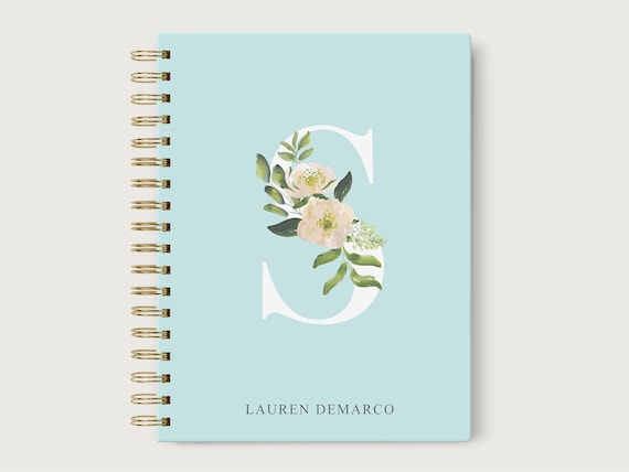 Dot Grid Notebook Spiral, Dotted Grid Journal, Lined Blank or Dotted Spiral Hardcover Notebook, Design #110