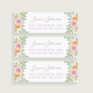 Personalized Address Stickers, Floral Return Address Label Sticker, Cute Address Labels, Design #35