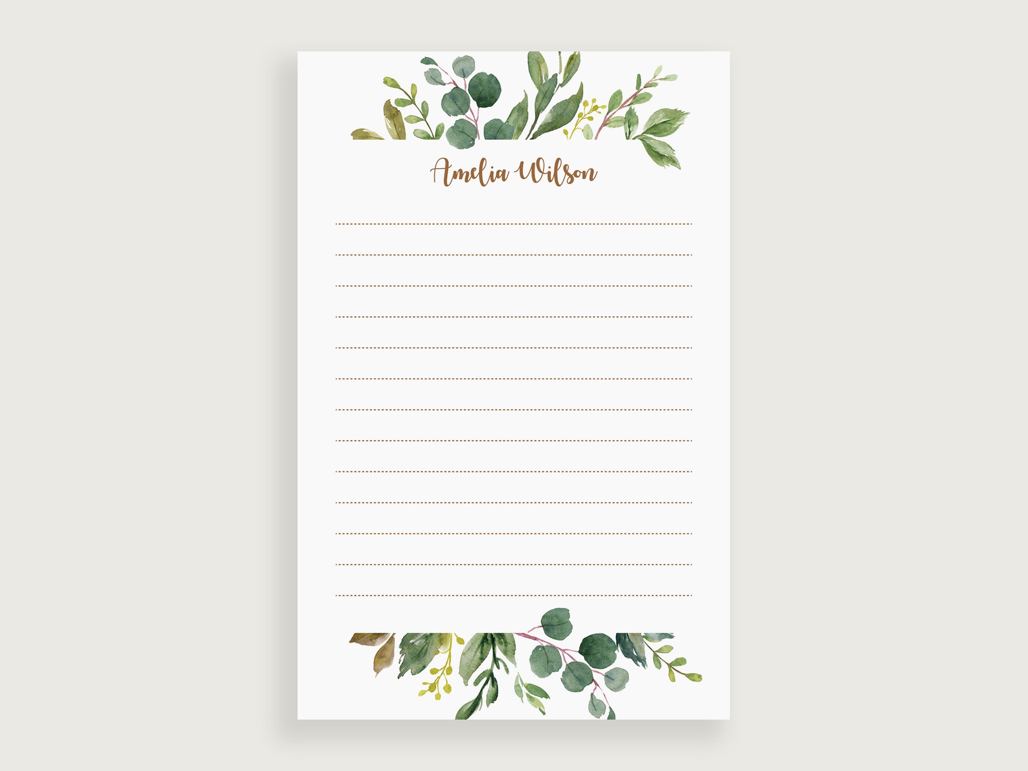 Personalized Notepad Floral Greenery Stationary Personalised | Etsy