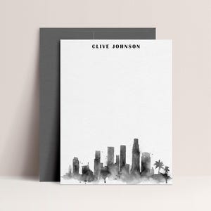 Tarjetas con el horizonte de Los Ángeles / Papelería de Los Ángeles / Colores disponibles / Juego de 10 tarjetas planas y sobres / Diseño n.° 103