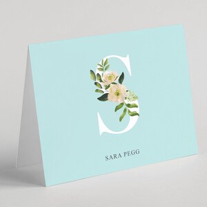 Tarjetas de papelería con iniciales, papelería con nombre, tarjetas de notas con monograma, tarjetas con sobres, tarjetas de felicitación plegables. Se venden en juegos de 10 unidades. Diseño n.° 110. imagen 3