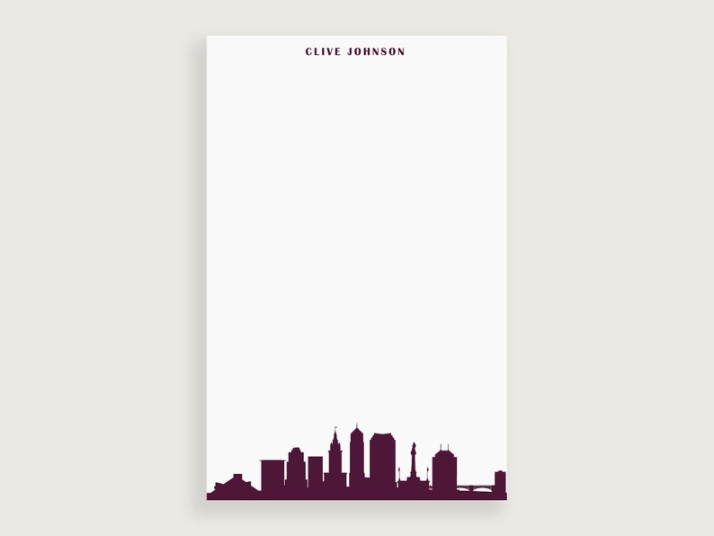Ohio Skyline Notepad Design #93 Personal Stationery Cleveland Skyline Notepad Letter Writing Paper Lined