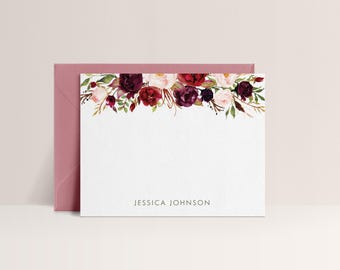 Floral Note Cards, Floral Stationary Set, Hostess Gift Ideas, Custom Note Cards, Sold in Sets of 10, Design #27