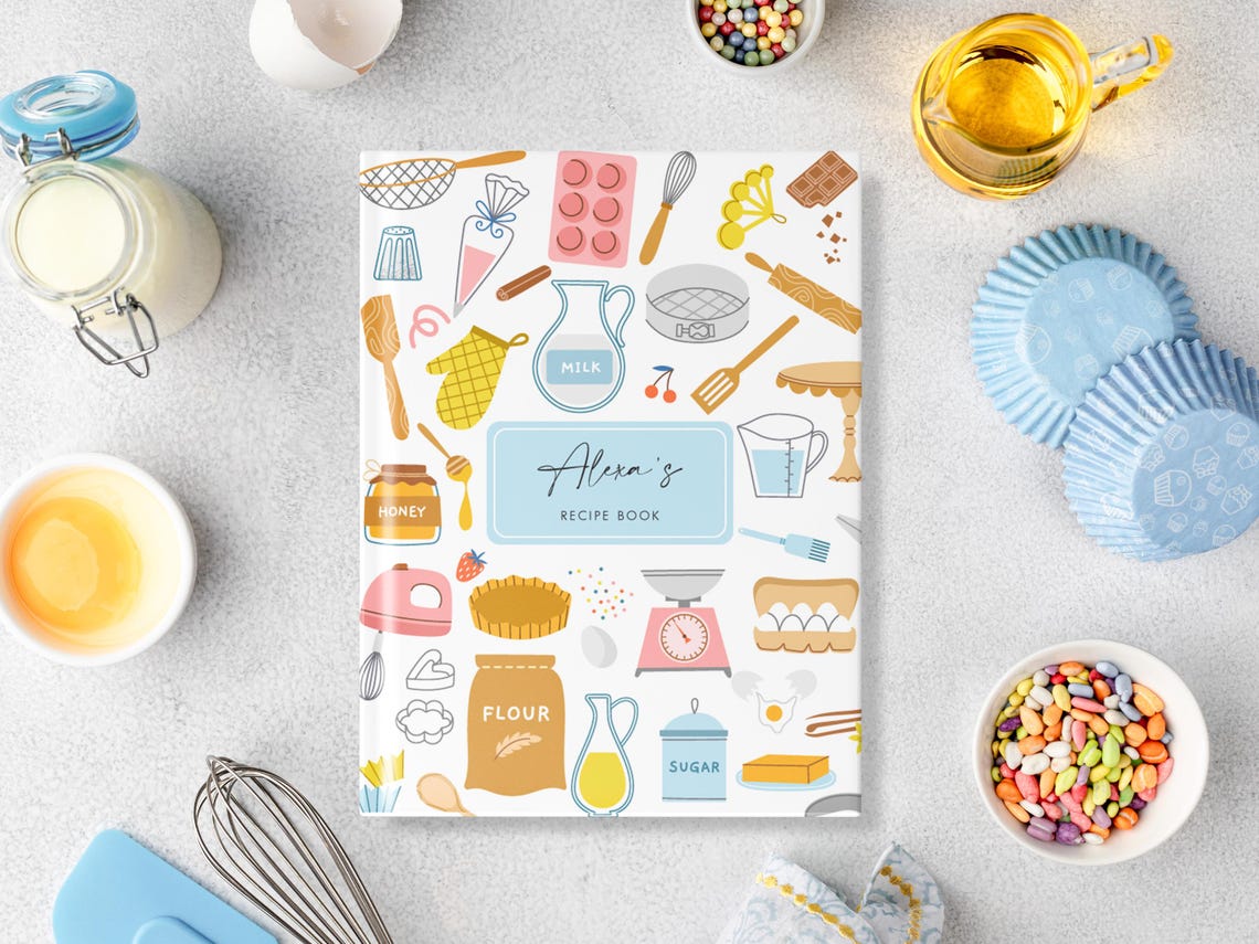 Personalized Large Recipe Book, Baking Journal Notebook, Custom Name ...