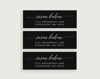 Address Label Black and White, Address Labels for Men, Address Labels Masculine, Design #19