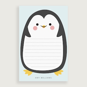 Penguin Notepad, Penguin Stationery, Personalized Stationary Notepad, Design #82