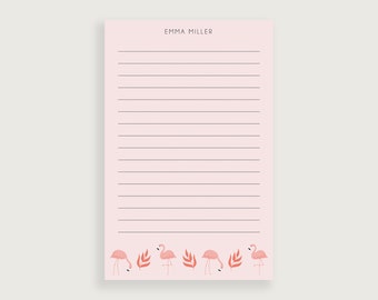 Flamingo Notepad, Pink Notepad, Personalized Letter Writing Stationary, Design #138