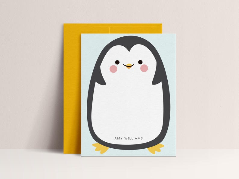 Penguin Note Cards for Kids | Animal Stationery Set for Kids | Color ...