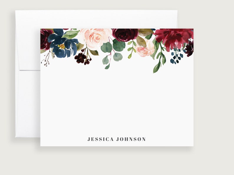 Floral Note Cards Floral Stationary Set Pretty Notecards Etsy