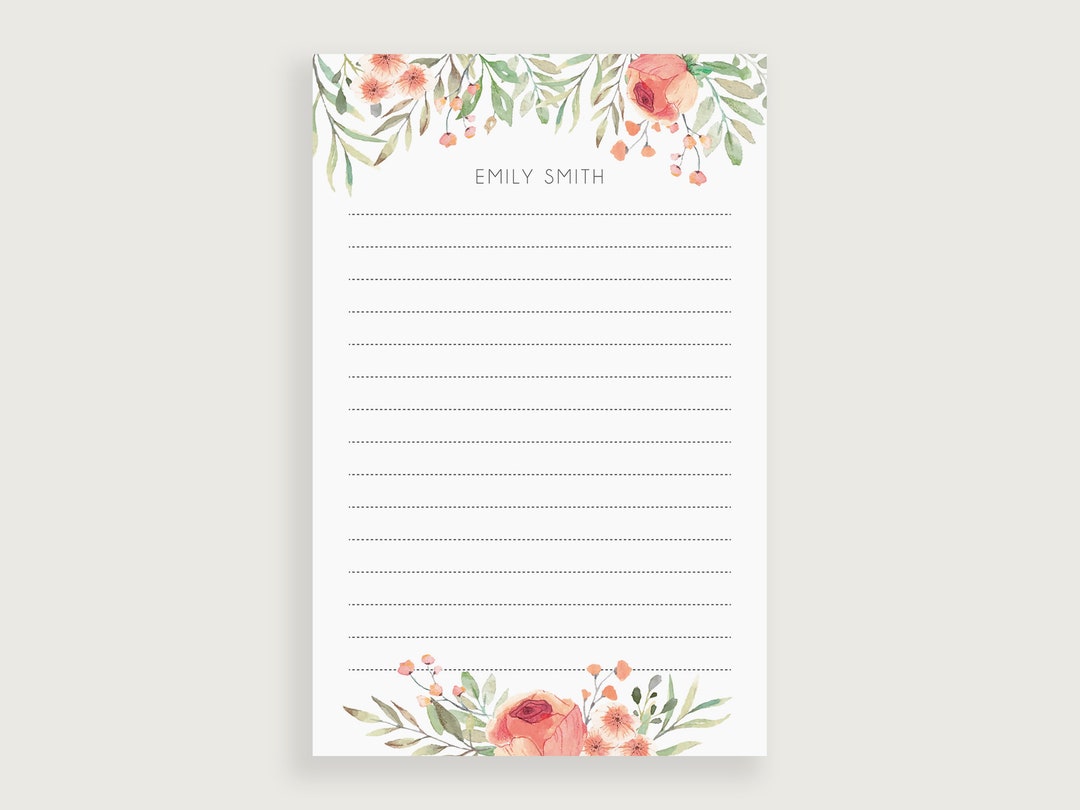 Personalized Writing Pad Lined, Custom Writing Paper, Design 25 Etsy