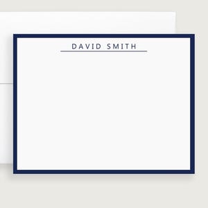 Personalized Stationery, Elegant Note Cards with Envelopes for Men Set of 10 Flat Cards and Envelopes, Design #18