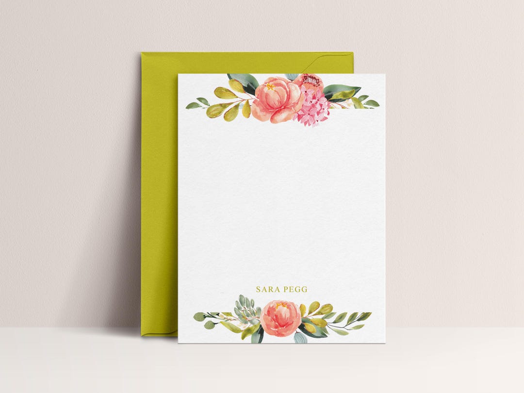 Personalized Floral Note Cards, Stationery Set for Woman, Floral ...