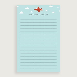 Personalized Stationery Kids, Plane Notepad, Aeroplane Note Pad, Design #86