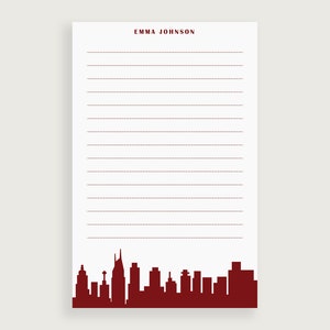 Nashville Tennessee Skyline Notepad, Tennessee Gifts, Tennessee Gift Ideas, Personalized Notepad, Design #124